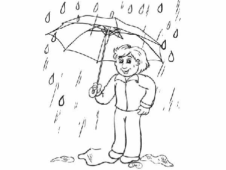 Kolorowanka chłopczyk z parasolem